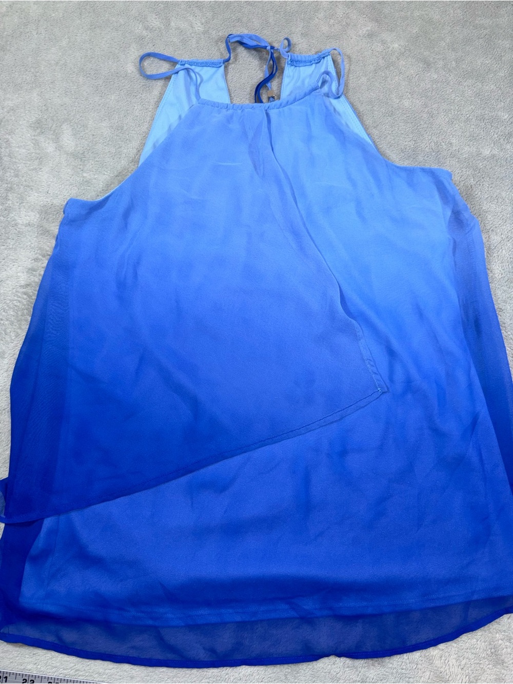 Le Château Blue Ombré Halter Tunic Top Layered Flowy Size M